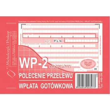 Polecenie przelewu-wpłata gotówkowa A6 449-5M (2odc.)